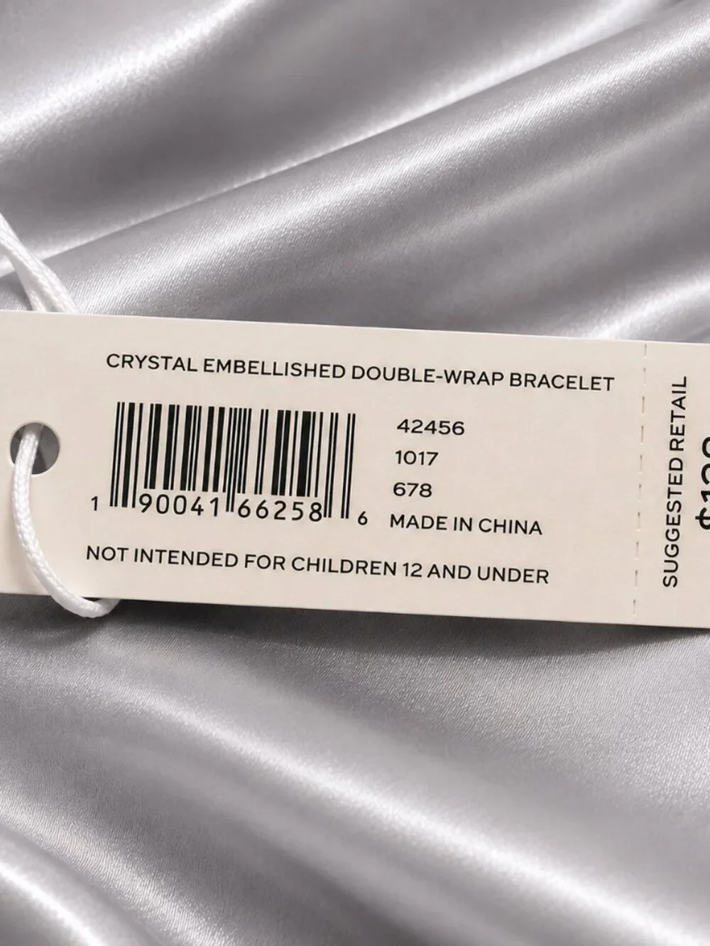 NWT $128 Tory Burch CRYSTAL EMBELLISHED DOUBLE-WRAP VELVET BRACELET